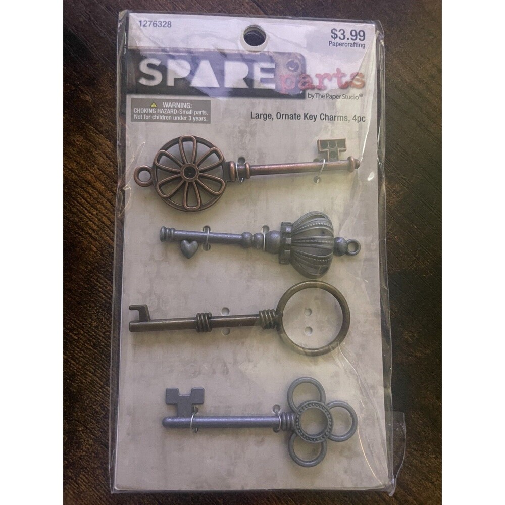 Hobby Lobby Spare Parts Large Ornate Key Charms 4 pc 1276328 Scrapbooking